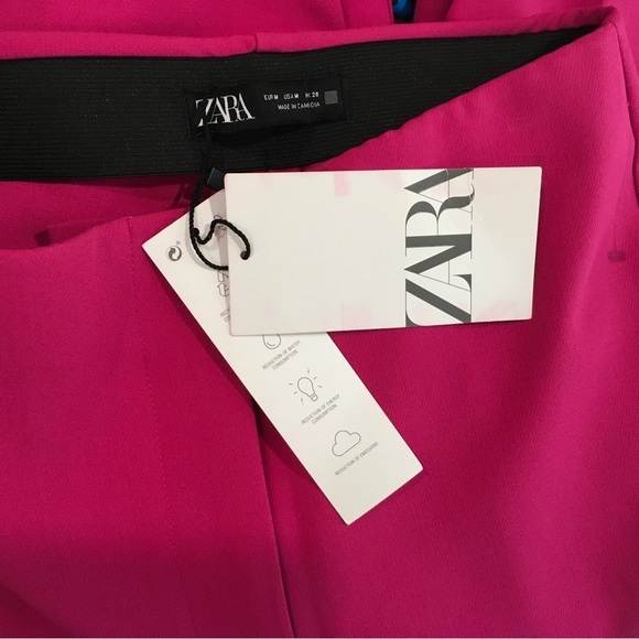 ZARA Pants Flare HIGH-WAIST TROUSERS HOT PINK Fuchsia Barbiecore NWT SIZE M - Picture 6 of 9